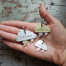 Load image into Gallery viewer, Cloud with Lightning Bolt Pet Tag
