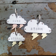 Load image into Gallery viewer, Cloud with Lightning Bolt Pet Tag
