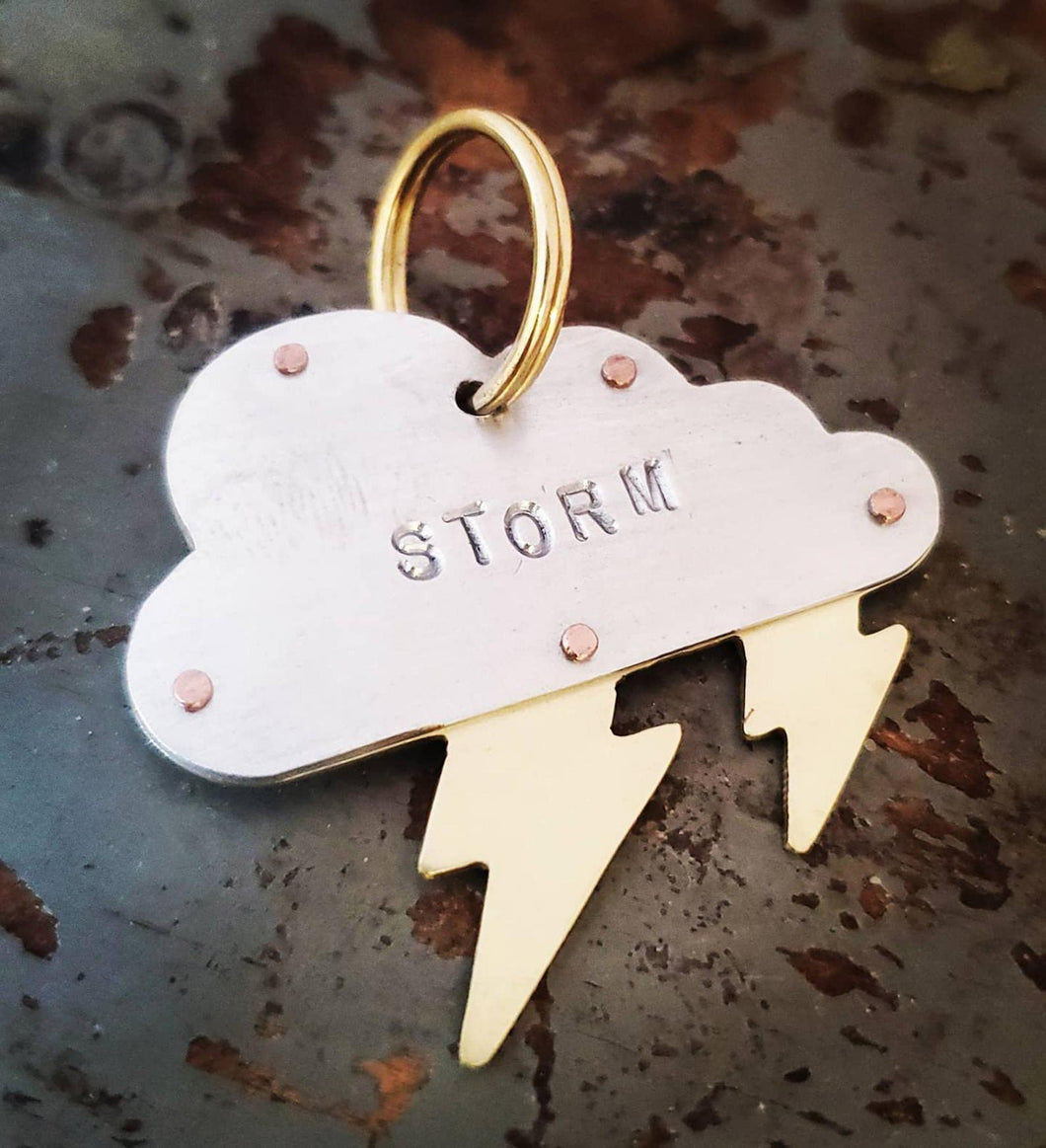 Cloud with Lightning Bolt Pet Tag