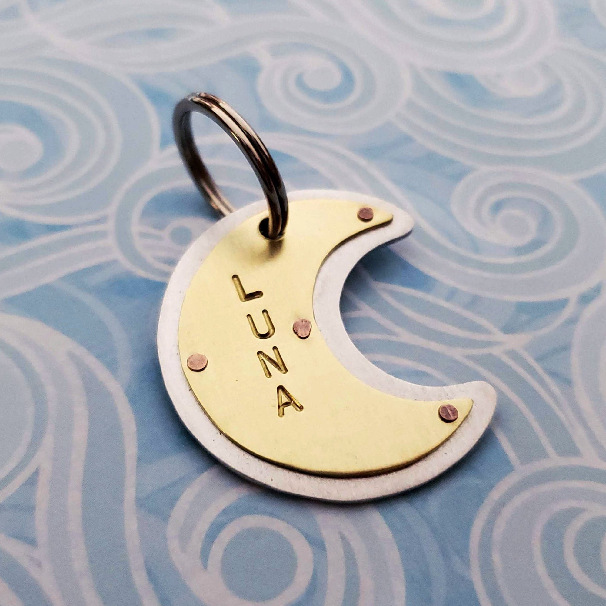 Crescent moon store dog tag